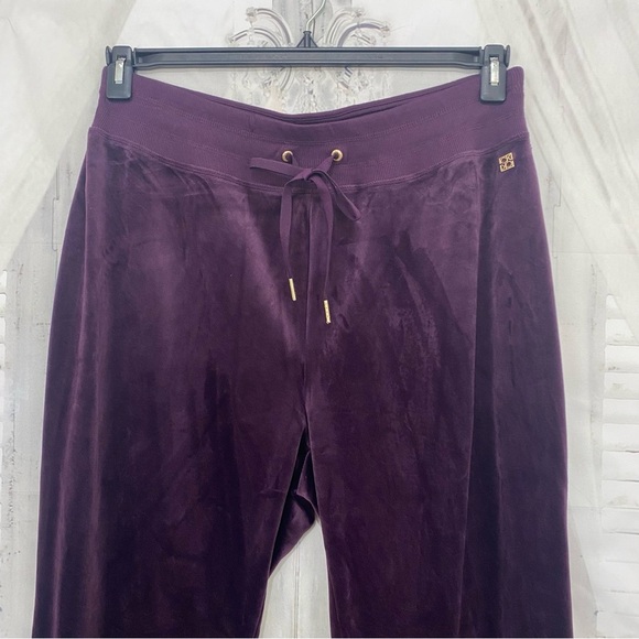 Calvin Klein Size 0X Plus Pants Purple Velvet Sweatpants Elastic Ties 30" Inseam - Picture 2 of 7